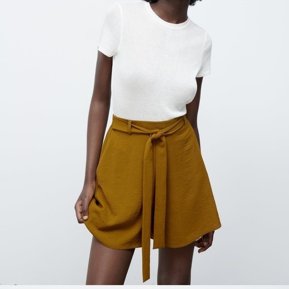 Zara tied fluid shorts khaki💟 - Picture 4 of 6